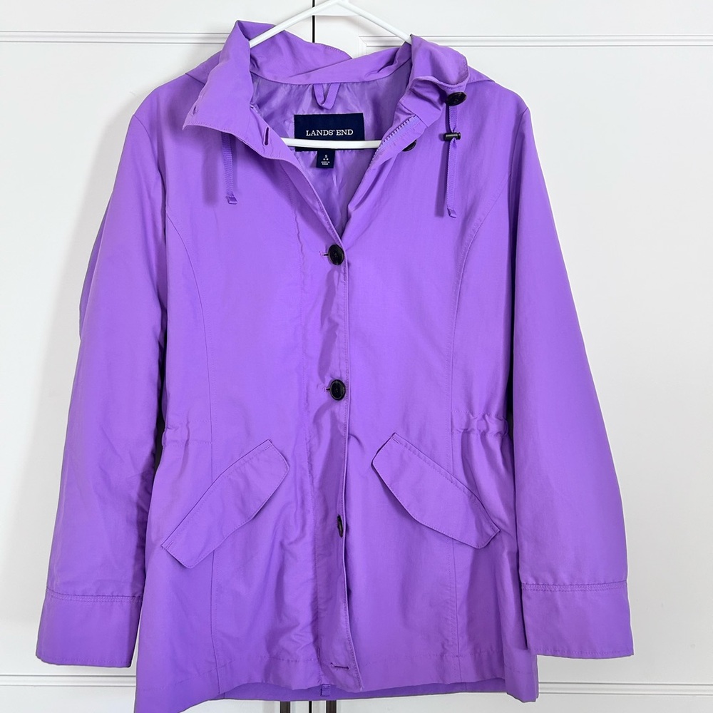 Lands' End Purple Rain Jacket with Collared Neckline women’s Size S 6-8